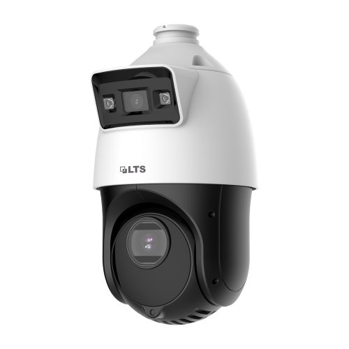 LTPTZIP4C44W-X25IR, Platinum, IP, Dome, Dual Lens PTZ: 4” 25x 4MP PTZ with 4MP Fixed Lens, 2.8mm, PTZ: 4.8 to 120mm, 120dB WDR, Micro SD card slot, IP66, IR 330ft, Auto Tracking, Color 24/7